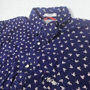 Orvis Men's‎ Shirt Cotton Long Sleeve Button Up Cowboy AOP Blue XL